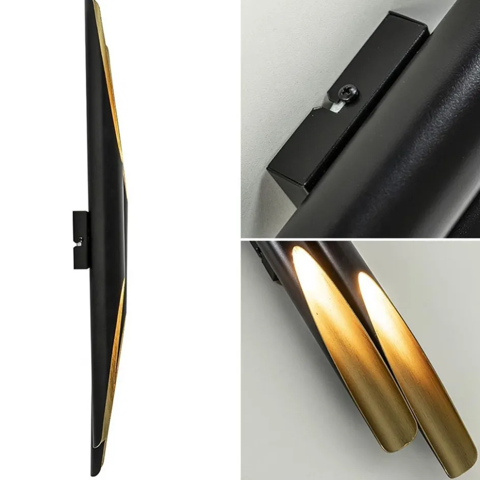 Design wandlamp Pipes mat zwart met goud>Straluma