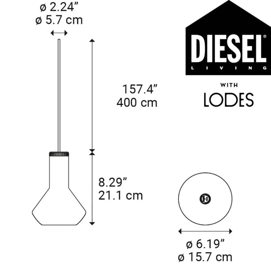 Diesel Living with Lodes hanglamp Flask A metallic black>Straluma Best