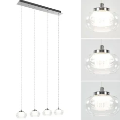 Dimbare LED hanglamp chroom met helder glas><noscript><img width=