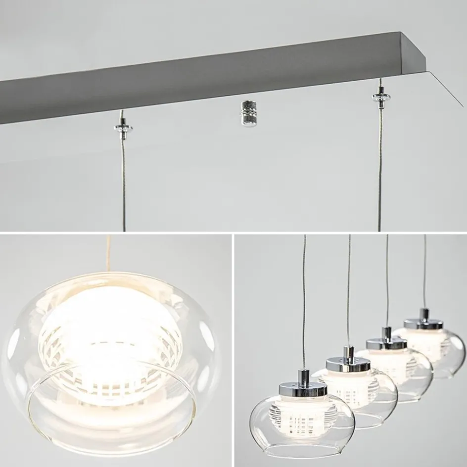 Dimbare LED hanglamp chroom met helder glas>Straluma Outlet