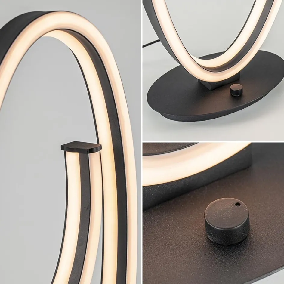 Dimbare LED tafellamp mat zwart ovaal>Straluma Sale