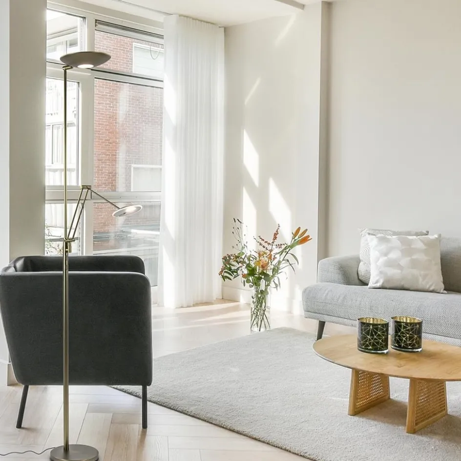 Dimbare LED uplighter met leeslamp donker brons>Straluma Discount