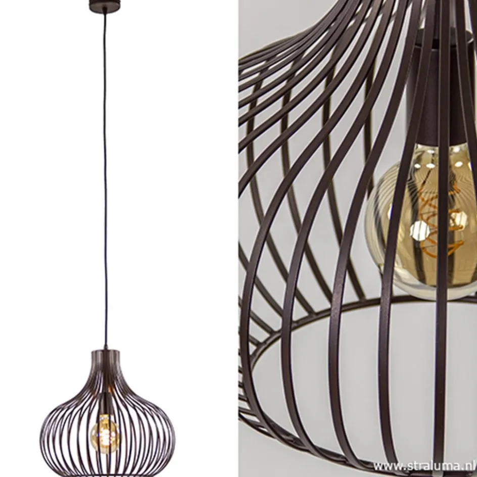 Draadhanglamp landelijk brons-bruin 38cm>Straluma Outlet