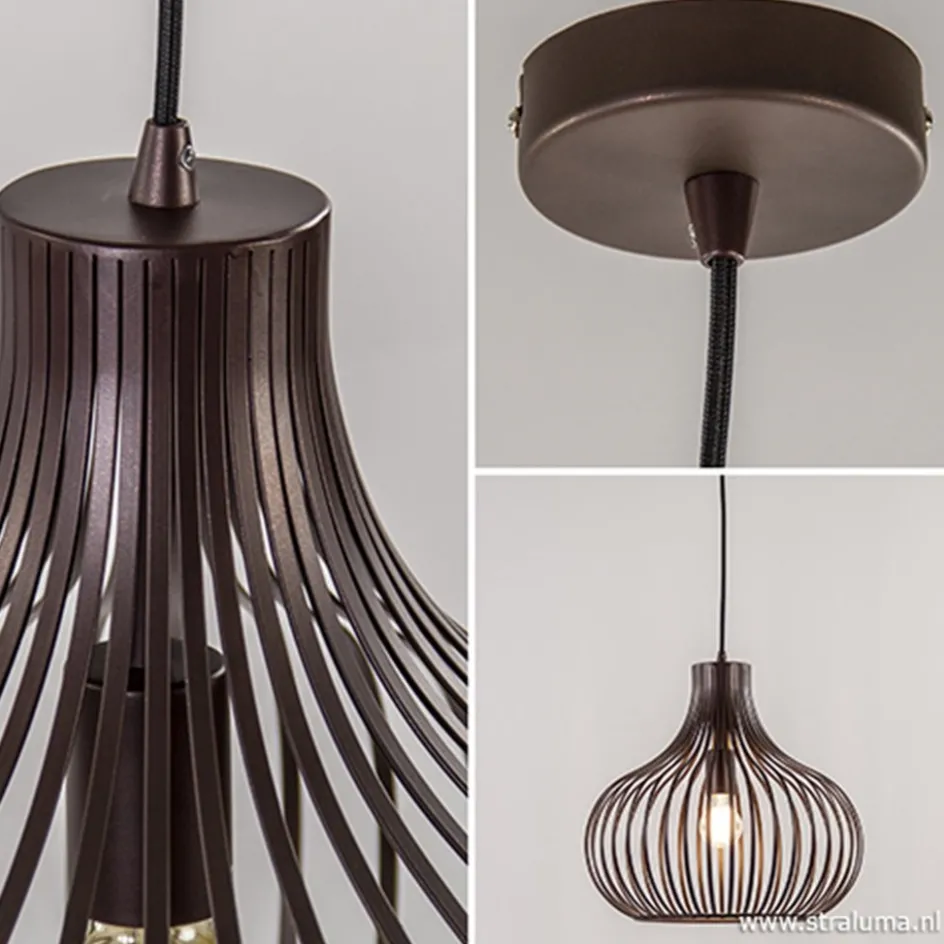 Draadhanglamp landelijk brons-bruin 38cm>Straluma Outlet
