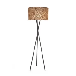 Driepoot schelpen vloerlamp zwart met bruin en goud>Straluma