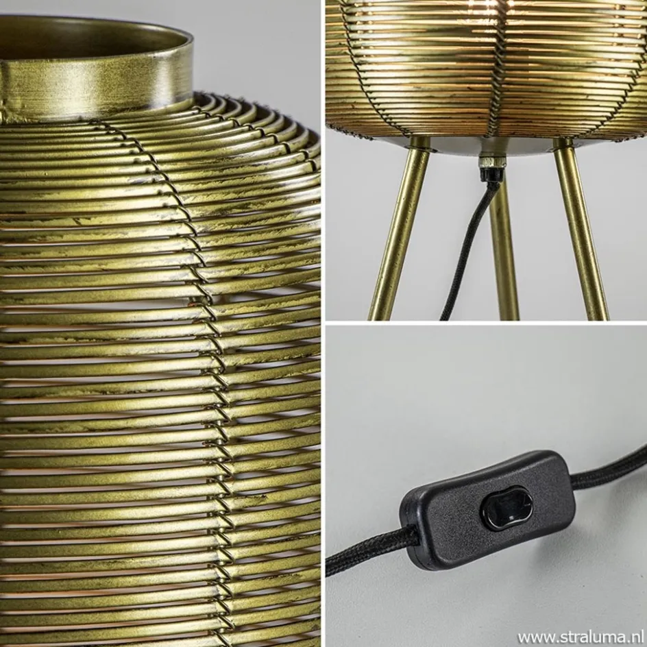 Driepoot tafellamp Tomek antiek brons>Straluma Discount