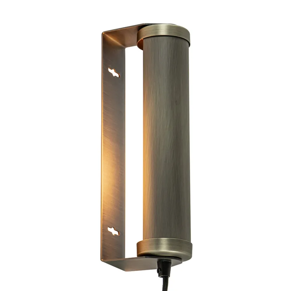 E14 wandlamp mat antiek brass met snoer>Straluma Online