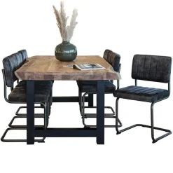 Eetkamerstoel hunter groen met zwart onderstel><noscript><img width=