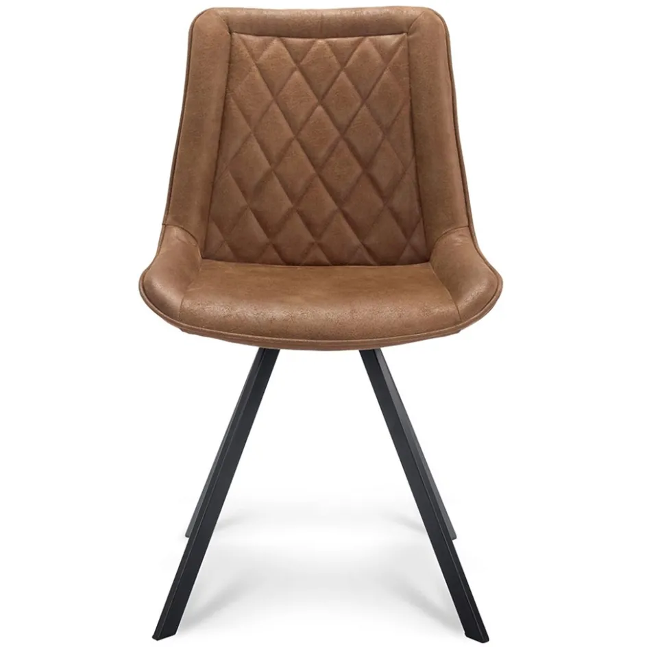 Eetkamerstoel microleder Bull camel met zwarte poot>Straluma Online