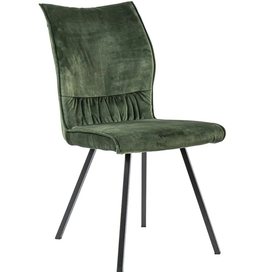 Eetkamerstoel velvet groen met zwart>Straluma Discount