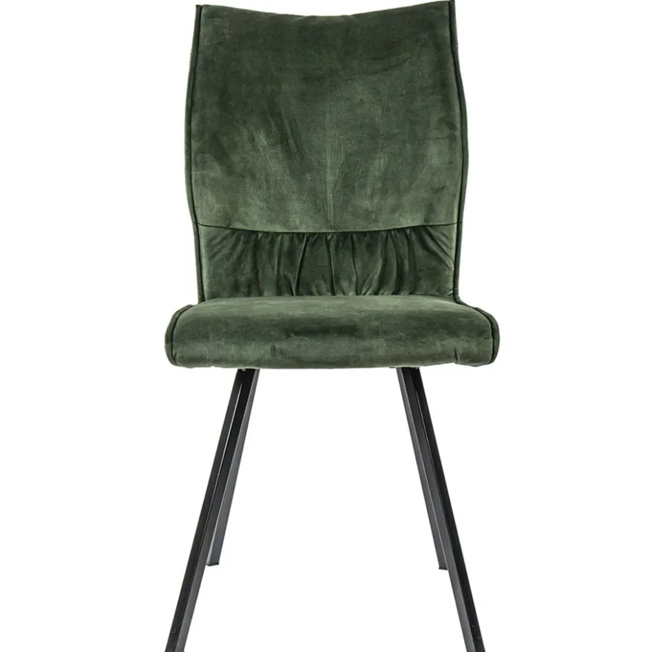 Eetkamerstoel velvet groen met zwart>Straluma Discount