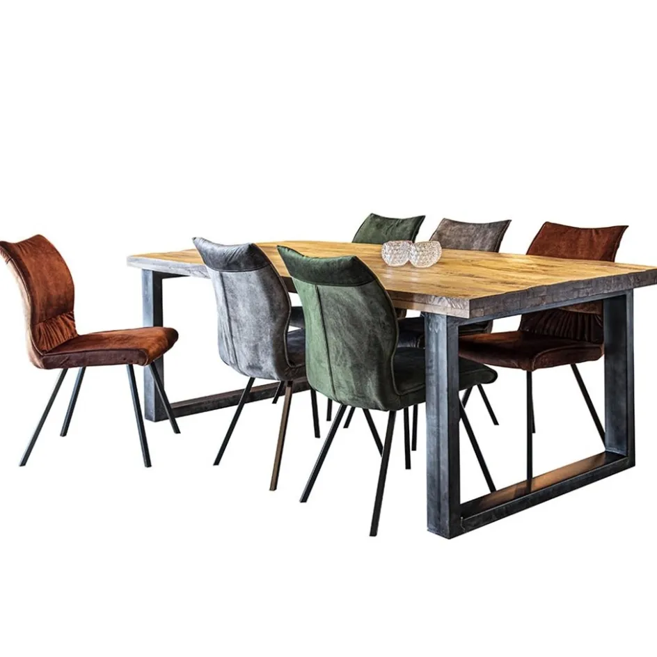 Eetkamerstoel velvet groen met zwart>Straluma Discount