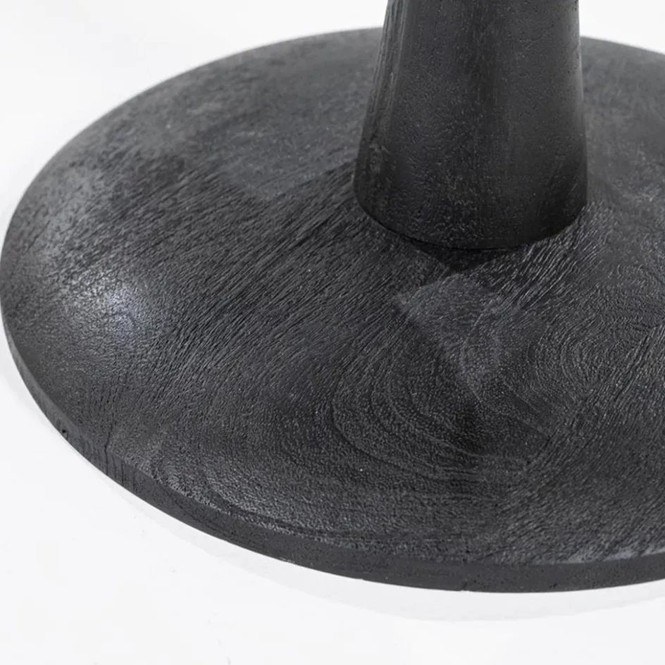 Eetkamertafel ronde glazen plaat zwart met mango houten voet>Straluma Hot