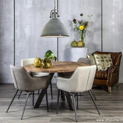 Eettafel Acaciahout 3-poot zwart  Ø120></noscript>Straluma Discount