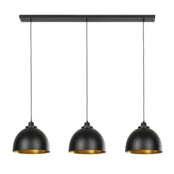 Eettafel hanglamp Kylie 3- lichts zwart-goud>Straluma Discount