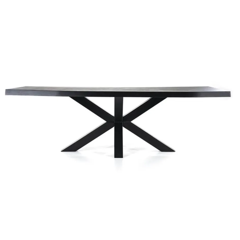 Eiken boomstam tafel met spinpoot zwart 240x100 cm>Straluma Outlet
