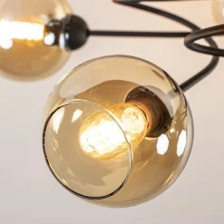 Elegante 5-lichts plafondlamp met amber glazen bollen></noscript>Straluma Sale