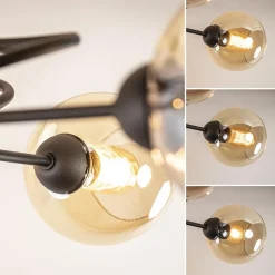 Elegante 5-lichts plafondlamp met amber glazen bollen></noscript>Straluma Sale