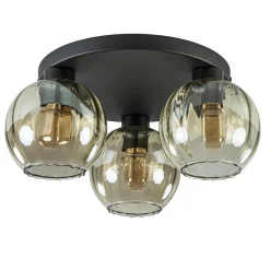 Elegante plafondlamp 3-lichts amber glas>Straluma Discount