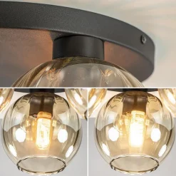 Elegante plafondlamp 3-lichts amber glas></noscript>Straluma Discount