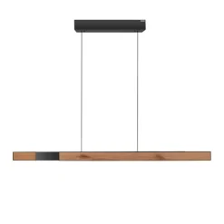 Elektrisch verstelbare LED hanglamp zwart met hout>Straluma Hot
