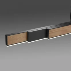 Elektrisch verstelbare LED hanglamp zwart met hout></noscript>Straluma Hot