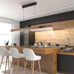 Elektrisch verstelbare LED hanglamp zwart met hout></noscript>Straluma Hot