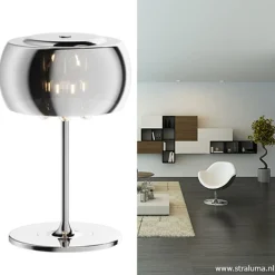 Glazen tafellamp Pearl met chroom><noscript><img width=