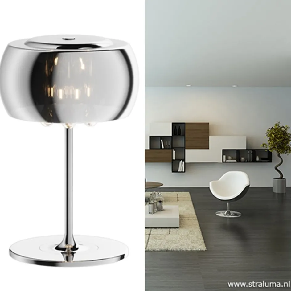 Glazen tafellamp Pearl met chroom>Straluma