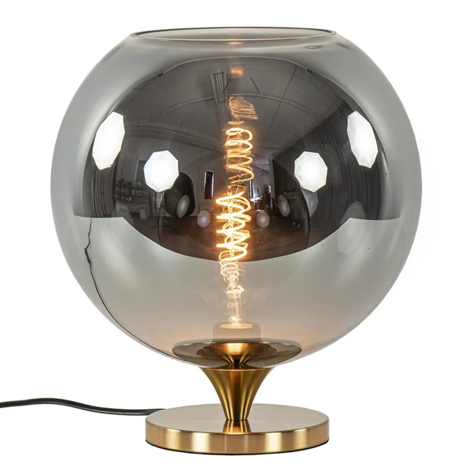 Globe tafellamp smoke/titanium met gouden voet>Straluma Clearance