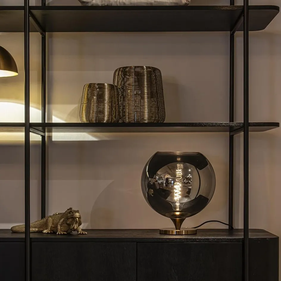 Globe tafellamp smoke/titanium met gouden voet>Straluma Clearance