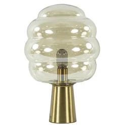 Gouden tafellamp Misty met amber glazen kap L&L>Straluma Sale