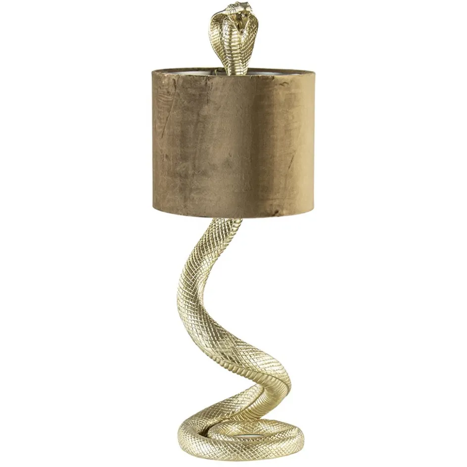 Gouden tafellamp Snake met velours kap>Straluma Best