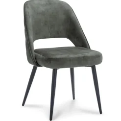 Grijs/groene eetkamerstoel met zwarte pootjes>Straluma Sale