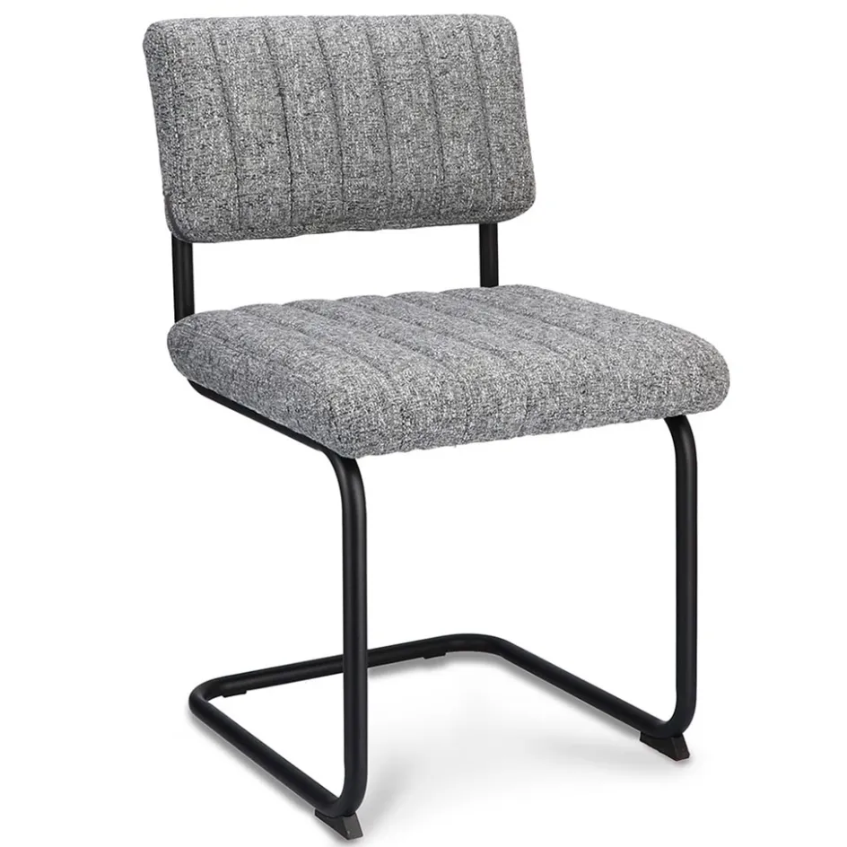 Grijze eetkamerstoel met zwart frame>Straluma New