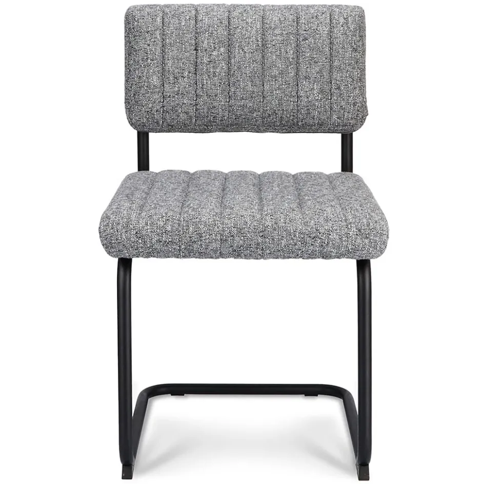 Grijze eetkamerstoel met zwart frame>Straluma New