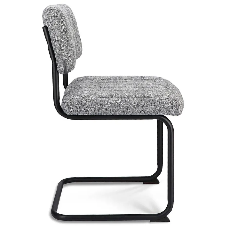 Grijze eetkamerstoel met zwart frame>Straluma New