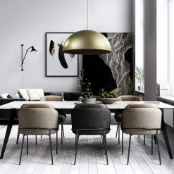 Grote design hanglamp koepel mat goud met zwart 90 cm><noscript><img width=