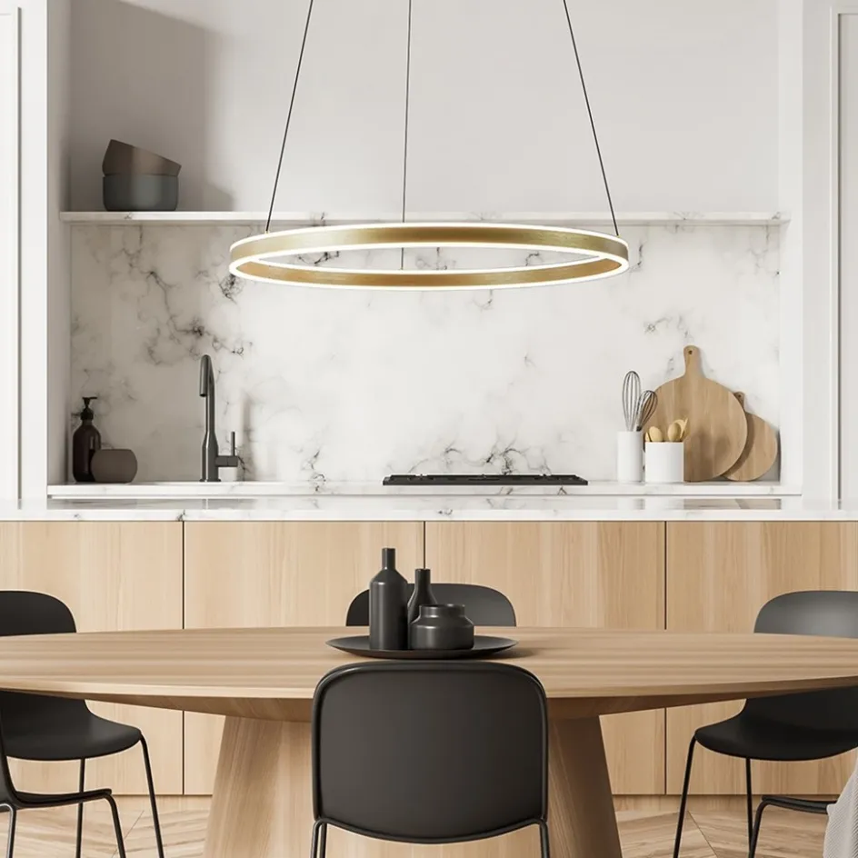 Grote design hanglamp LED gouden ring>Straluma