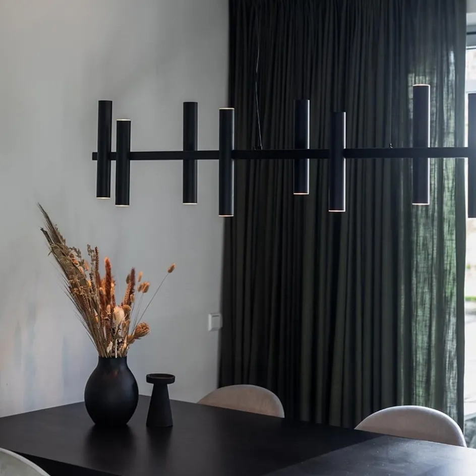 Grote design hanglamp tubes mat zwart 14-lichts>Straluma Clearance