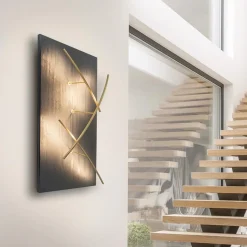 Grote design wandlamp met gouden kapjes><noscript><img width=