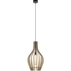 Grote hanglamp blank houten kap met zwart>Straluma Hot