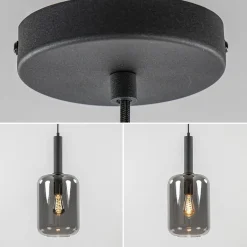 Grote hanglamp Lekar zwart met smoke glas><noscript><img width=