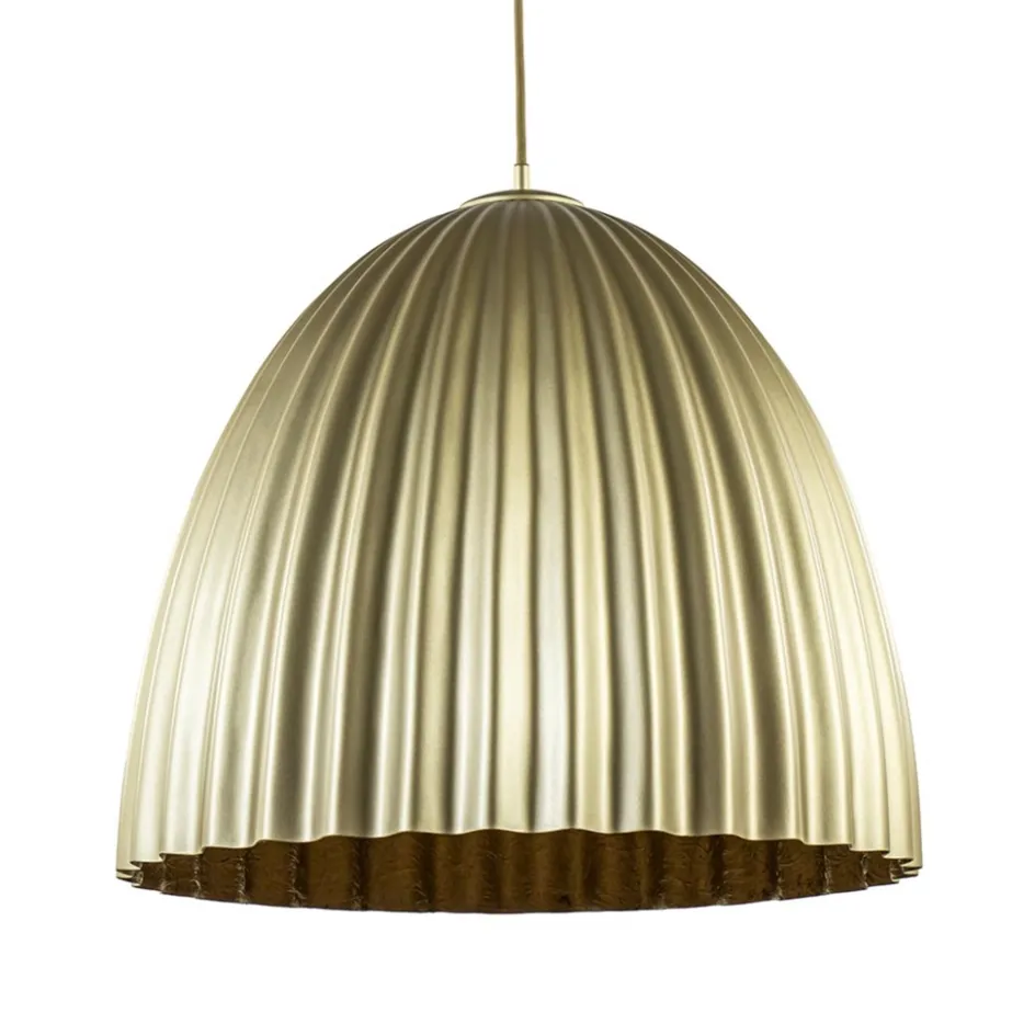 Grote hanglamp mat goud met relief 50 cm>Straluma