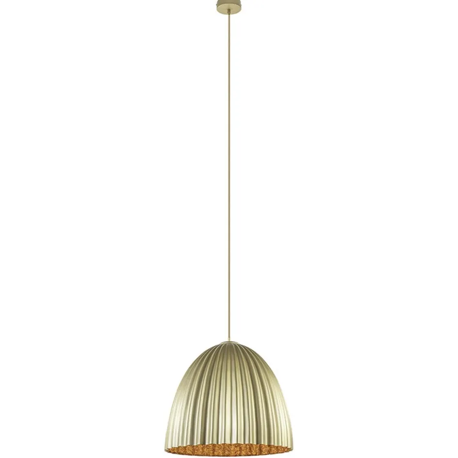 Grote hanglamp mat goud met relief 50 cm>Straluma