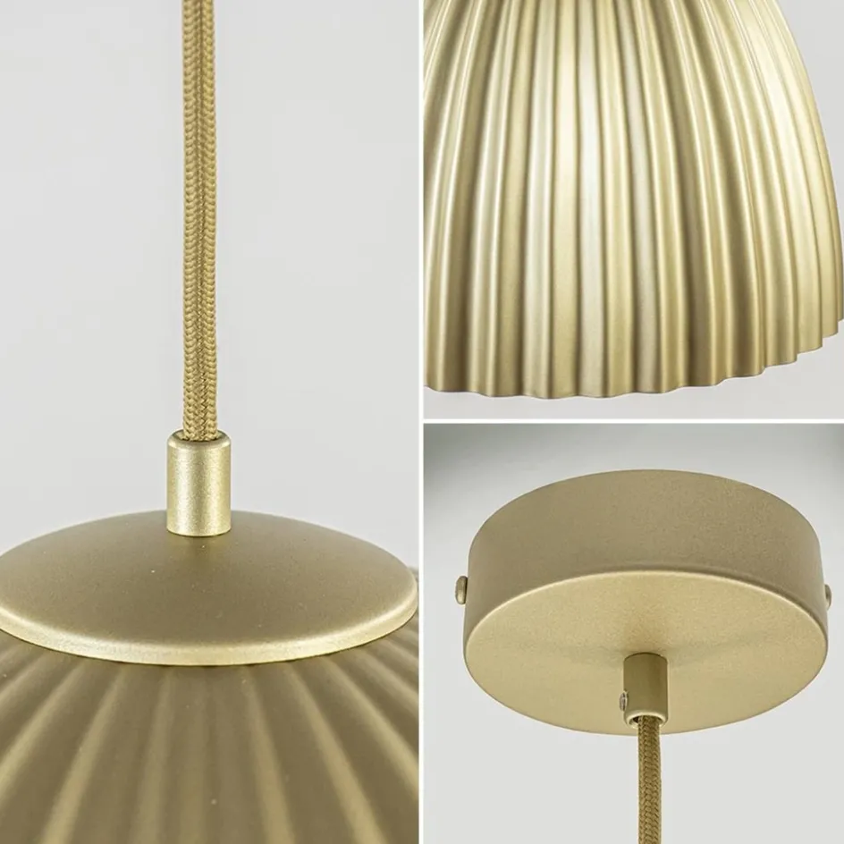 Grote hanglamp mat goud met relief 50 cm>Straluma