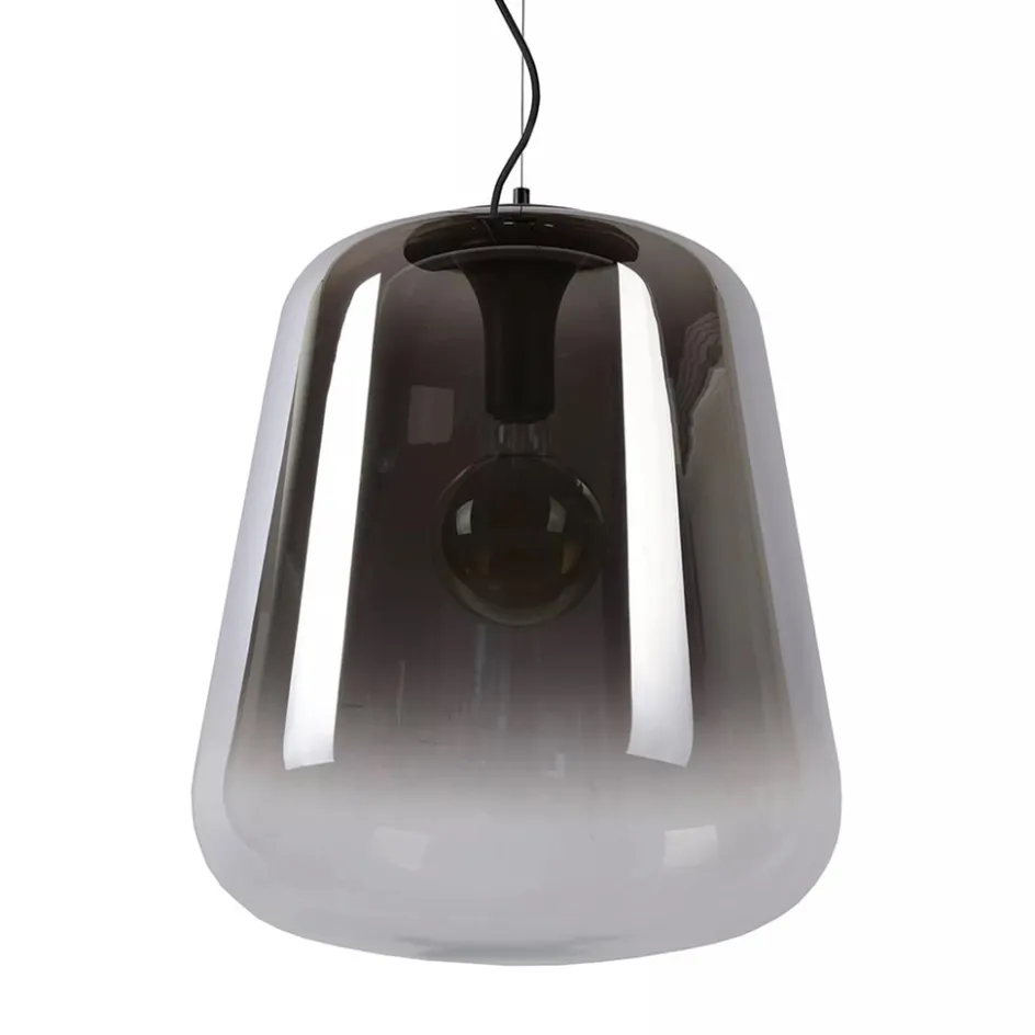 Grote hanglamp smoke glazen kap met zwart>Straluma Discount