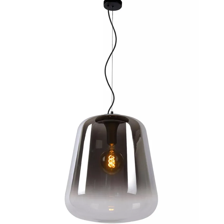 Grote hanglamp smoke glazen kap met zwart>Straluma Discount