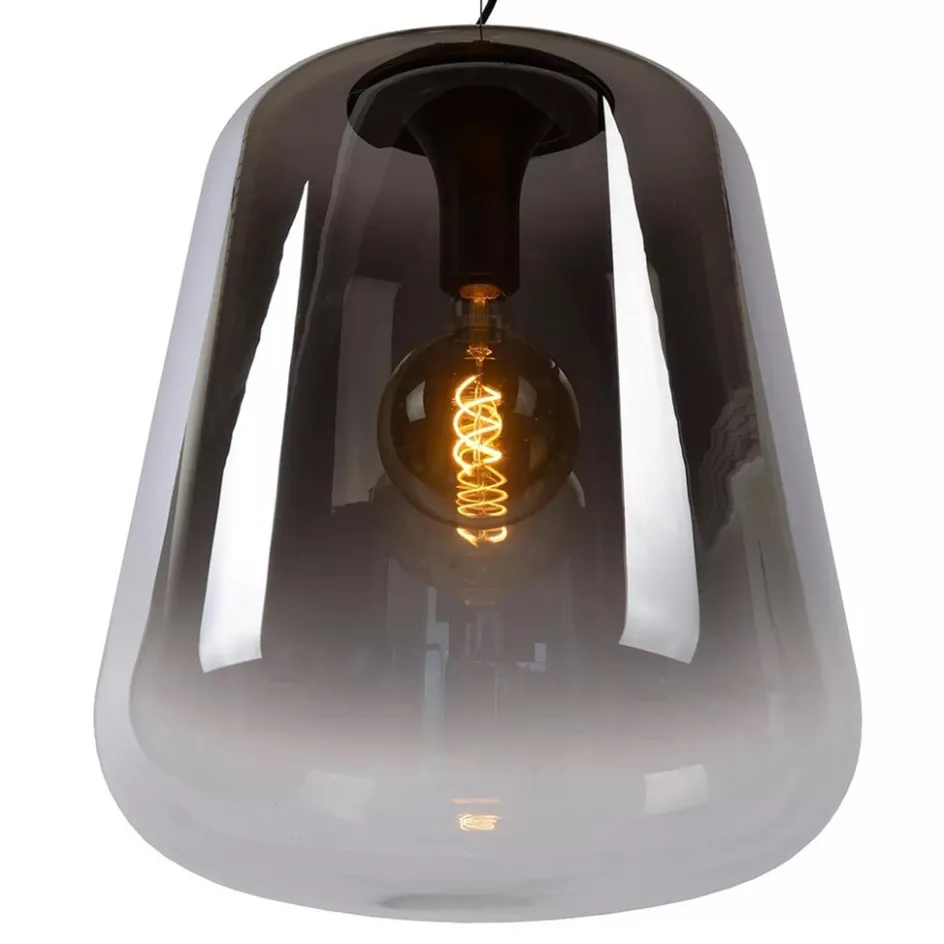 Grote hanglamp smoke glazen kap met zwart>Straluma Discount