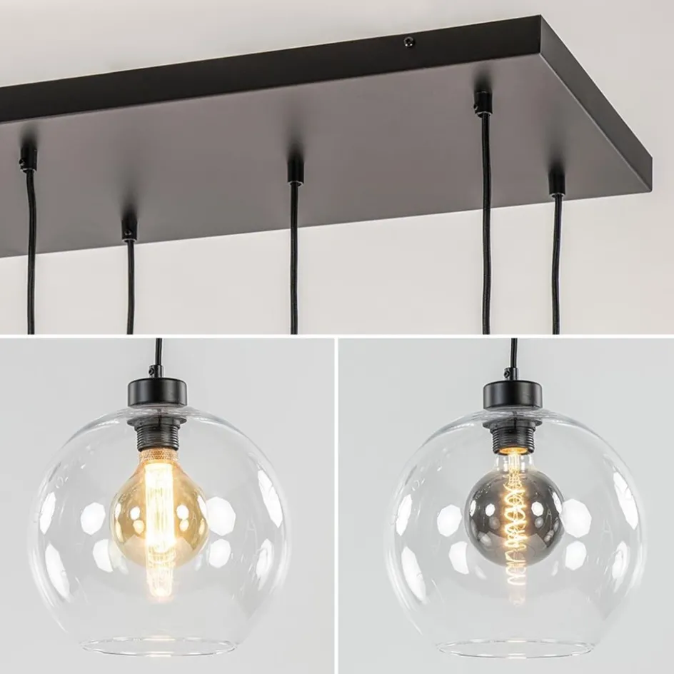 Grote hanglamp zwart 11- lichts multipendel helder glas>Straluma Best